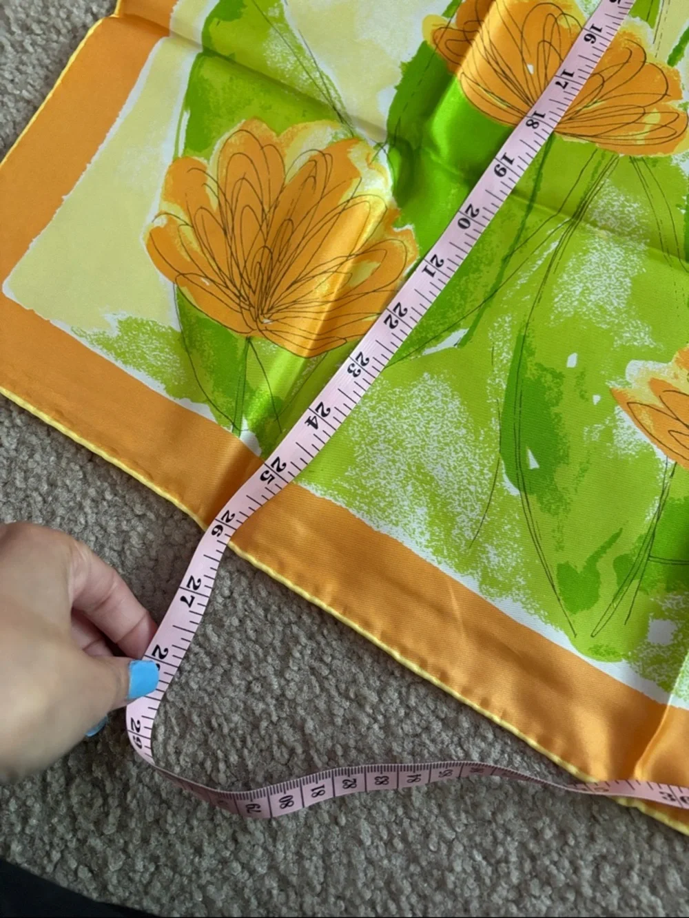 Vera Neumann Orange Border Floral Silk Scarf